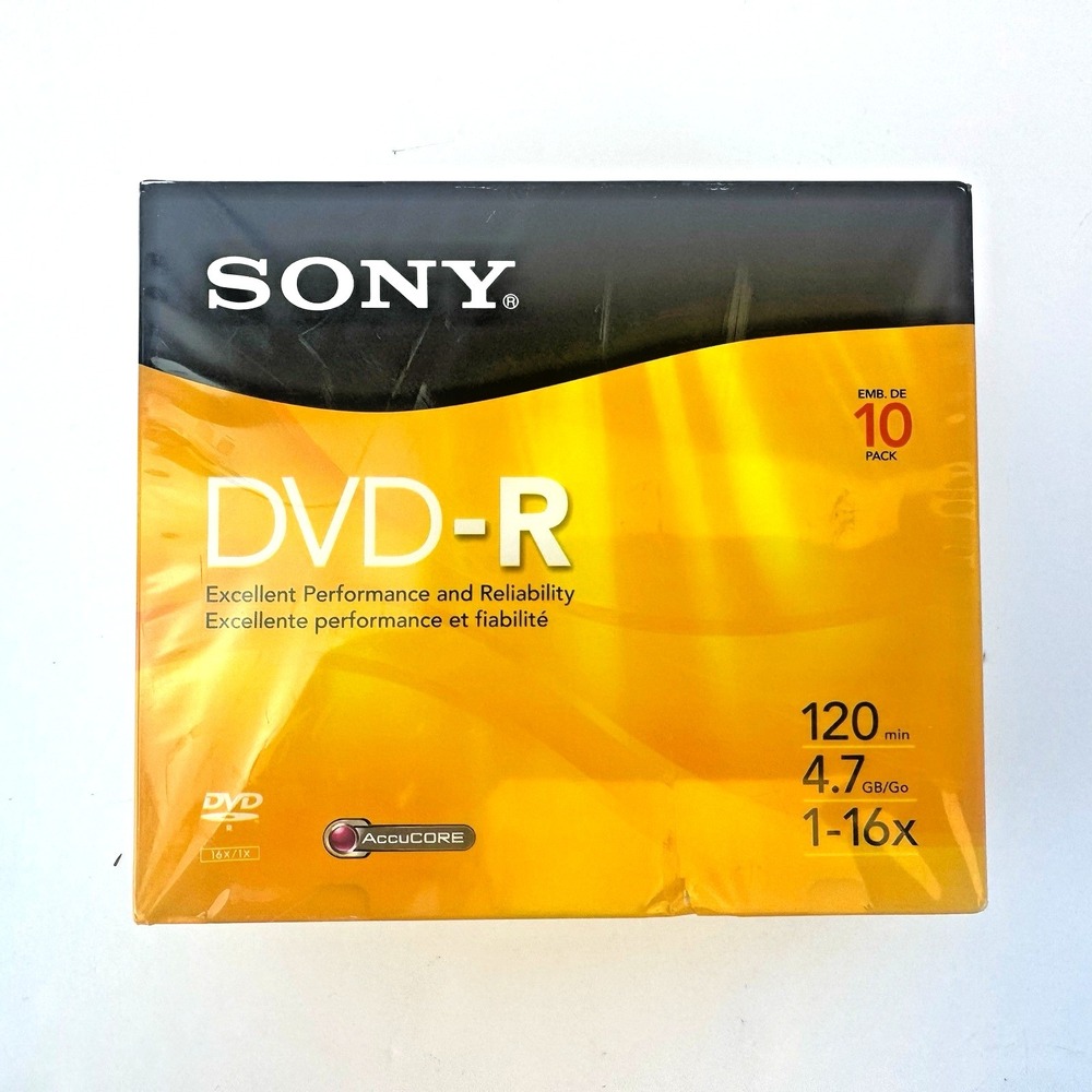 Sony DVD-R 10 Pack Recordable Blank Discs 4.7 GB 120 Min 1-16x NEW